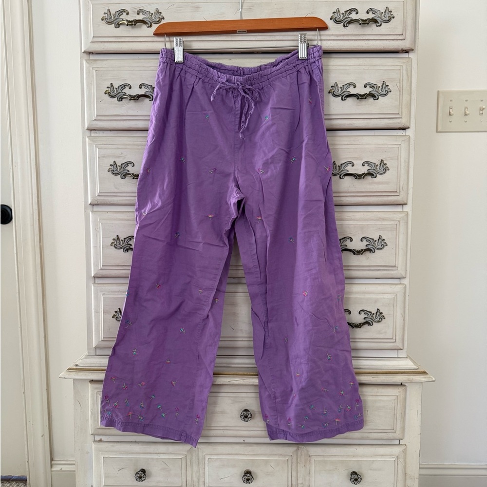 Vintage Victoria’s Secret Purple Embroidered Floral Lounge Pants